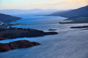 an aerial view of a large body of water at One Marine Place in Port Bannatyne