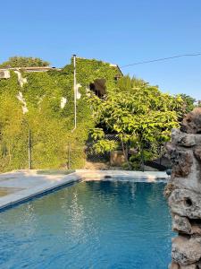 een zwembad met water voor een heuvel bij Casa Rural Pernales II in Ruidera
