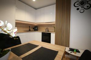 Kuchyň nebo kuchyňský kout v ubytování Apartament ARS Platinium Wisła-Spokojna