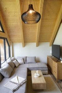 TV a/nebo společenská místnost v ubytování Tiefenbach-Chalet