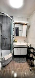 a bathroom with a shower and a sink at Apartment near the center - Nada in Malinska