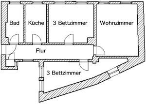 a schematic diagram of a kitchen floor plan at Meeraner Parkresidenz in Meerane