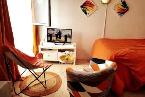 TV a/nebo společenská místnost v ubytování La Détente Porte de Paris Stade de France