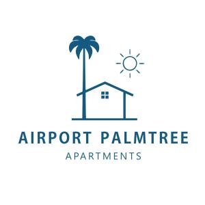 een huis en een palmboom en een huis met een aominium bij Airport Palmtree Apartments - 15min from Airport in Artemida