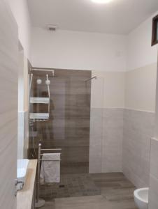 Un baño con ducha, inodoro y lavabo. en Mirò vacanze Vieste, en Vieste 19 fotos más