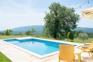 a swimming pool in a yard with chairs and a table at Country home Dolac POOL&SAUNA in Bar