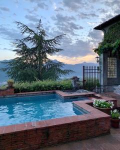 une piscine en face d'une maison avec un arbre dans l'établissement Wonderful Serena, à Coreglia Antelminelli