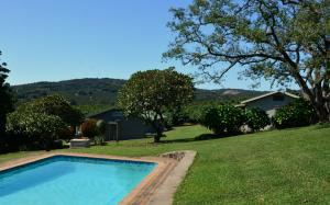 ein Swimmingpool im Hof eines Hauses in der Unterkunft Oppi Plaas in Hazyview