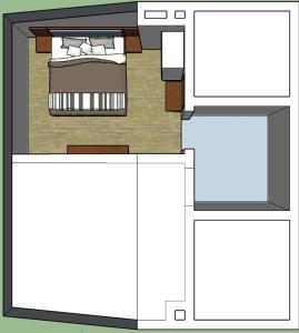 - un plan d'étage d'une chambre avec un lit dans l'établissement A Plus, à Edirne