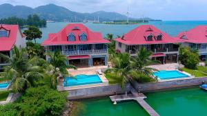 an aerial view of a house with red roofs at Eden Island Luxury Villa with Private Pool in Eden Island