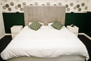 - une chambre avec un grand lit blanc et 2 oreillers dans l'établissement La Codrii Cajvanei, 
