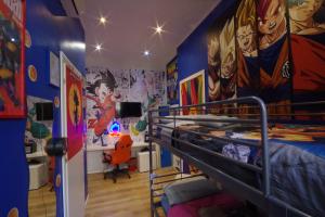 a room with a bunk bed and a mural at Comics Guesthouse Hostel in Rome