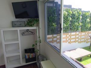 Studio avec terrasse et vue mer的电视和/或娱乐中心