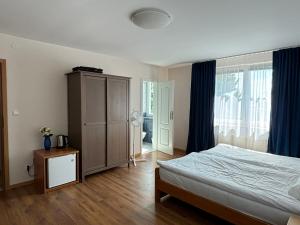 1 dormitorio con 1 cama y vestidor en Domino Dom Gościnny en Międzywodzie