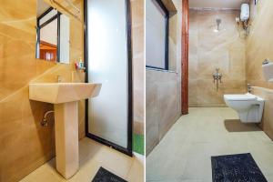 2 Bilder eines Badezimmers mit Waschbecken und WC in der Unterkunft FabHotel The Imperial Green in Nagpur