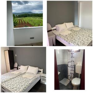 3 fotos de un dormitorio con cama y ventana en Rooms Nikola Rule Ostojic, en Međugorje