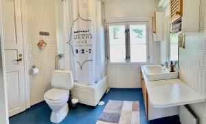 ein Badezimmer mit Toilette und Waschbecken in der Unterkunft Wästinn in Vöyri + 121 Fotos