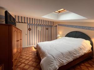 a bedroom with a large bed and a television at Appartement 2 ch avec terrasse à 10 min de la plage - Parking gratuit - FR-1-239-936 in Saint-Jean-de-Luz