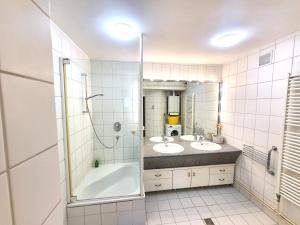 חדר רחצה ב-Romantic two bedroom apartments in the hills of Budapest with private parking