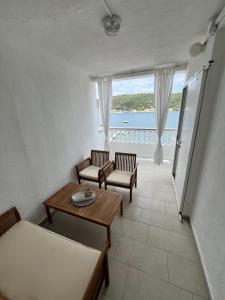 スペタルスカ・ドラガにあるSeaside Old House Apartmentの海の景色を望むリビングルーム