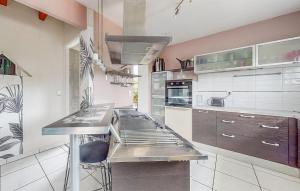 a kitchen with a counter and a counter top at Cozy Home In Angresse in Angresse