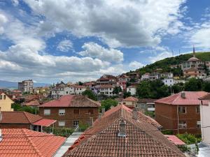 uma vista para uma cidade com casas e telhados em Ora Apartament em Pogradec