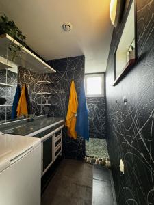 a kitchen with a sink and a counter top at Maison Pors Haor in Crozon