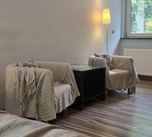 Posteľ alebo postele v izbe v ubytovaní Willa Jagiellonka apartamenty w centrum, parking
