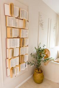 a book rack filled with books in a room with a plant at Back in Time Luxury Dubrovnik 2 in Dubrovnik