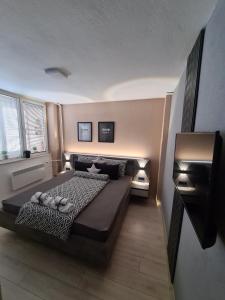 a bedroom with a large bed in a room at NOA Luxury Apartment in Bitola
