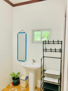 Santa Monica的住宿－Masayay Homestay With Starlink Wifi，一间带水槽和镜子的浴室