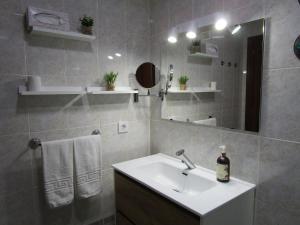 uma casa de banho com um lavatório e um espelho em APARTAMENTO SOL em Chipiona