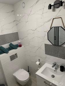 Koupelna v ubytování Kawalerka Orla