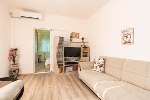a living room with a couch and a tv at Апартаменти Viviana in Plovdiv