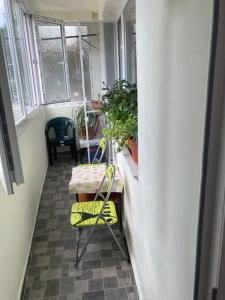 een kamer met een bank en een tafel met planten bij Апартаменти Viviana in Plovdiv