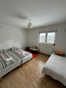 a bedroom with two beds and a window at Villa Osik in Sarajevo