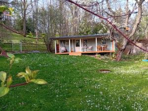 a small house in the middle of a yard at Apartmány Villa Magnolie in Lipova Lazne
