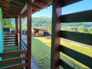 CaraşovaCasa BranKat的透过农场篱笆看到的风景