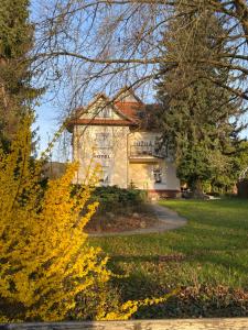 ルハチョヴィツェにあるHotel Lužnáの黄色い花の古民家