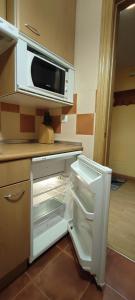 聖伊斯德羅的住宿－San Isidro EL LLAR 122，厨房配有微波炉和空冰箱。