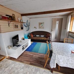 - un salon avec un canapé et une télévision dans l'établissement Kapteni suvekodu, à Laulasmaa