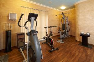 a gym with several exercise bikes in a room at Retro Riverside Wellness Resort in Karlovy Vary
