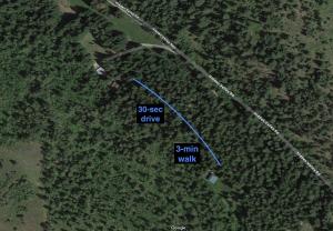A bird's-eye view of 2 Adjacent Cabins near Silverwood - Serene, Private and Forested