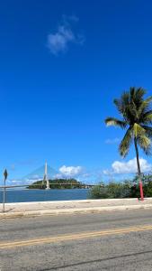 eine Palme am Straßenrand mit einer Brücke in der Unterkunft AP Cantinho baiano Ilhéus Ba in Ilhéus + 20 Fotos
