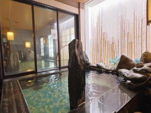 a room with a pool of water in a building at Dormy Inn Express Mikawaanjo in Anjomachi
