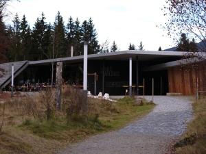 a building with a restaurant in front of it at in the country house at the national park in Lindberg
