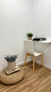a desk and a chair in a room with plants at The Valencia Stop in Valencia +13 photos