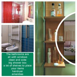 un collage de fotos de un baño con ducha en B&B Caorle For You en Caorle