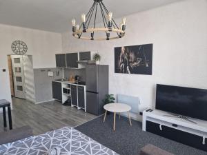 Kuchyň nebo kuchyňský kout v ubytování Apartament Fantazja