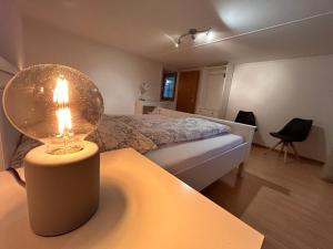 Postel nebo postele na pokoji v ubytování Ferienwohnung mit Aussicht